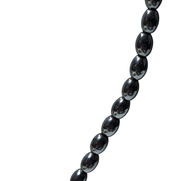 Elegant Hematite Beaded Necklace Minimalist Peace Protection Spiritual Jewelry - Picture 2 of 5